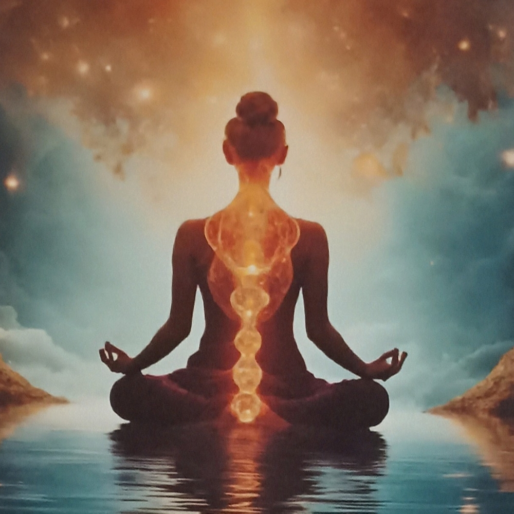 Serene Meditation Art Print - Orange and Blue